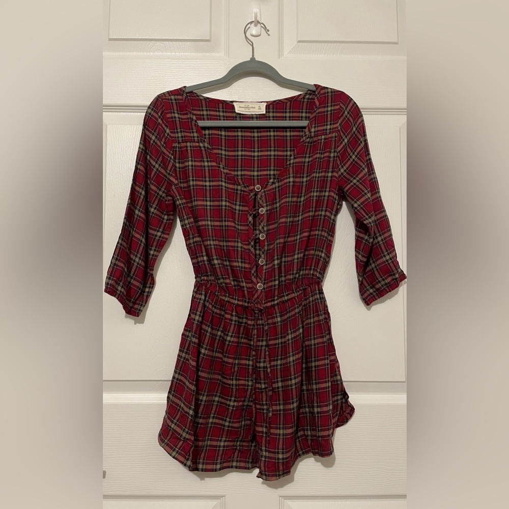 Abercrombie & Fitch Plaid Burgundy Romper